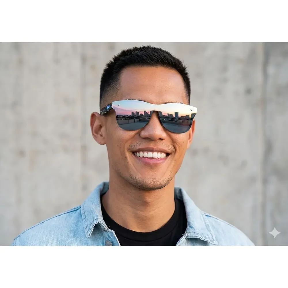 NWT Tipsy Elves Neon Nightcrawl Polarized Sunglasses Black UV Paint Splatter 90s